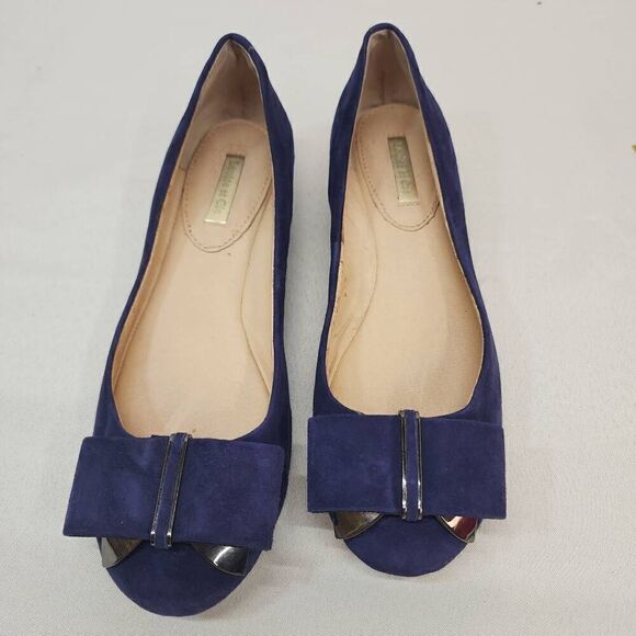 Louise et Cie Womens Size 8 M Round Toe Bow Embellished Pump Heels Blue Suede Le - Picture 11 of 11